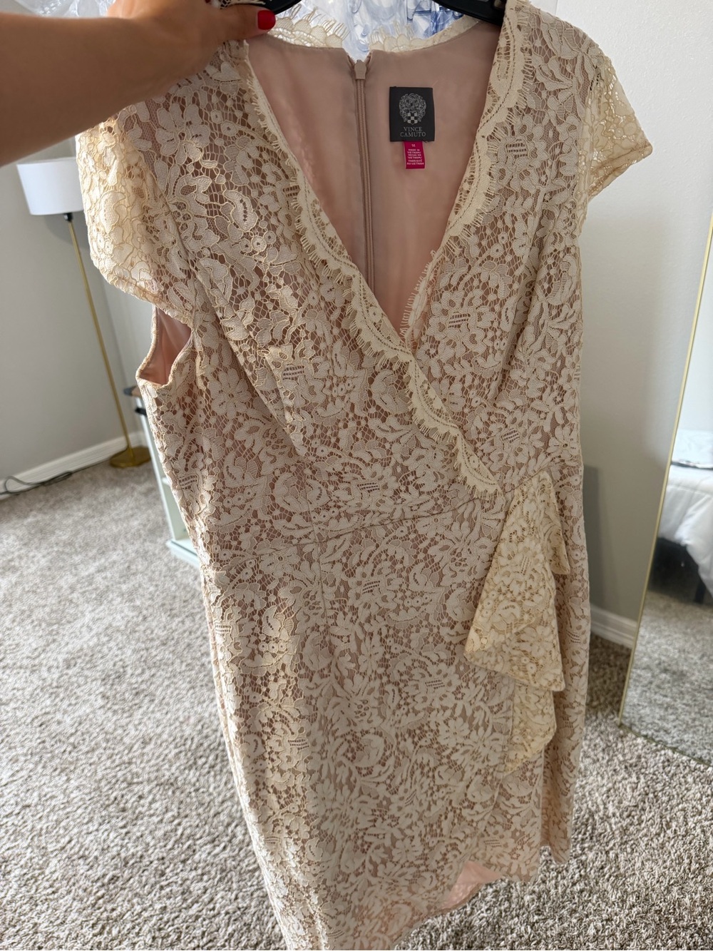 Vince Camuto Blush Lace Wrap Dress